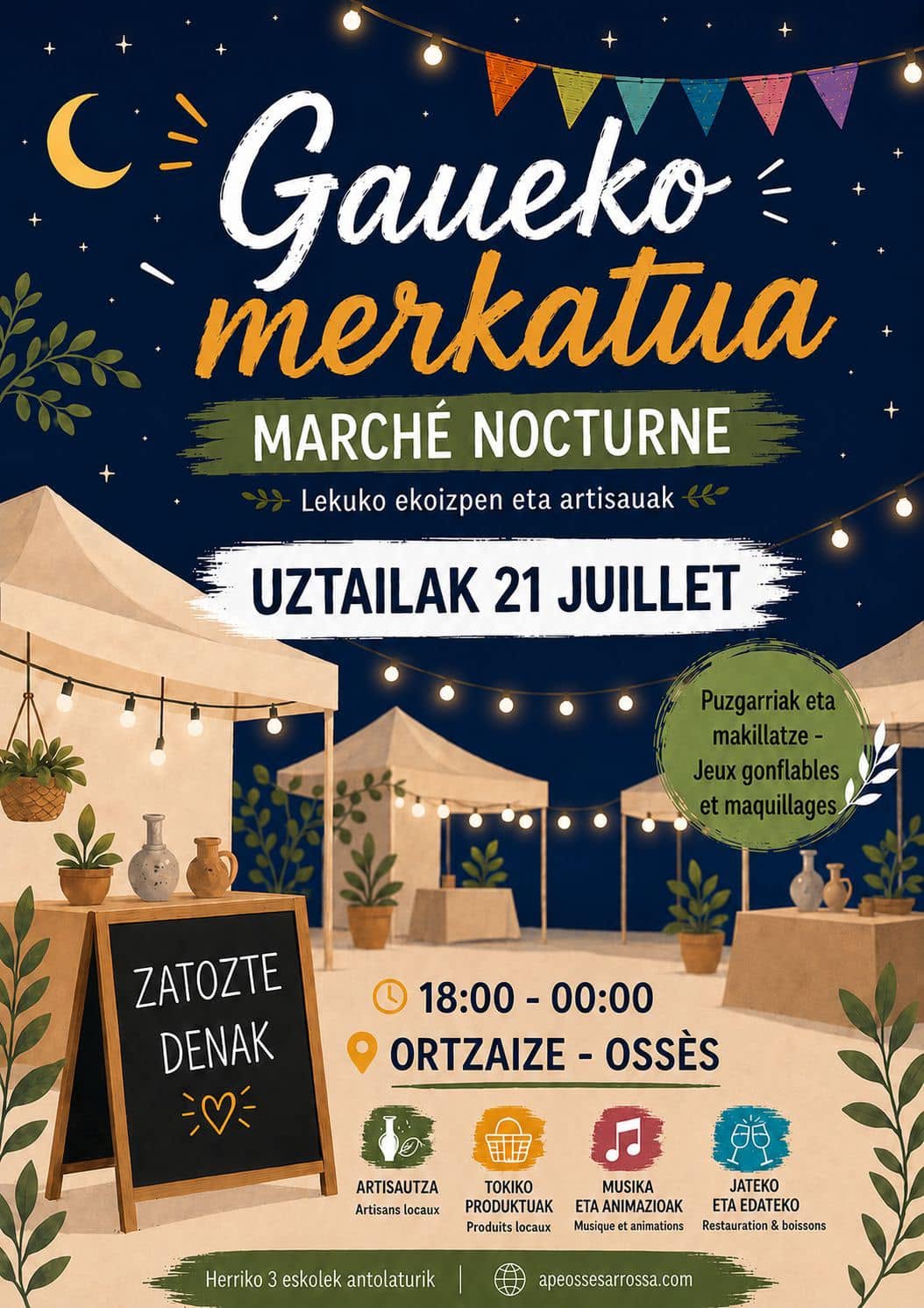 GAUEKO MERKATUA – Marché Nocturne à Ossès ! 